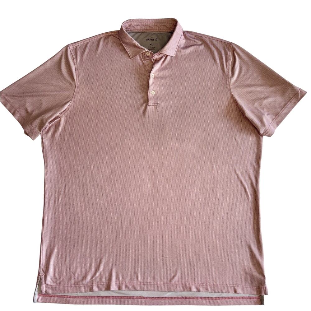 Johnnie O Men's Polo Shirt XL Pink Stretch Performance SS‎ Preppy Golf EUC